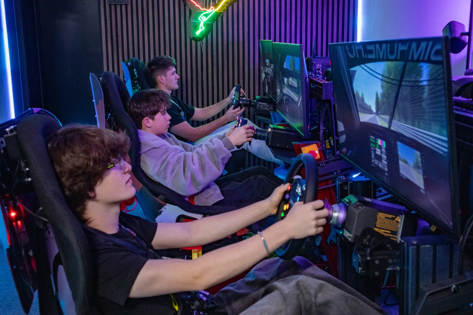 Drivers racing each other